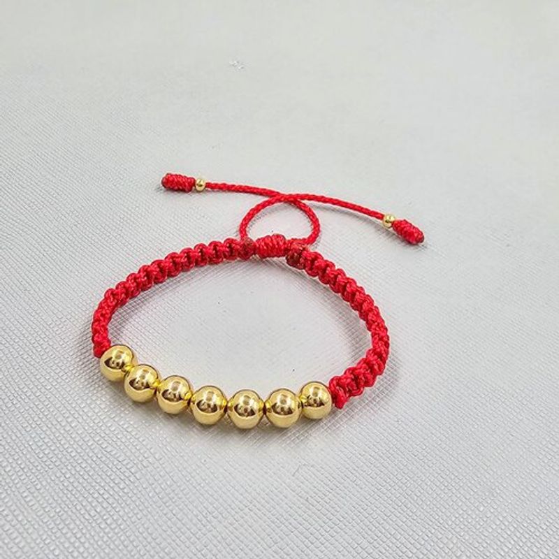 GENERICO - Pulsera Tejida Roja Unisex niños Balin Oro Laminado 18k