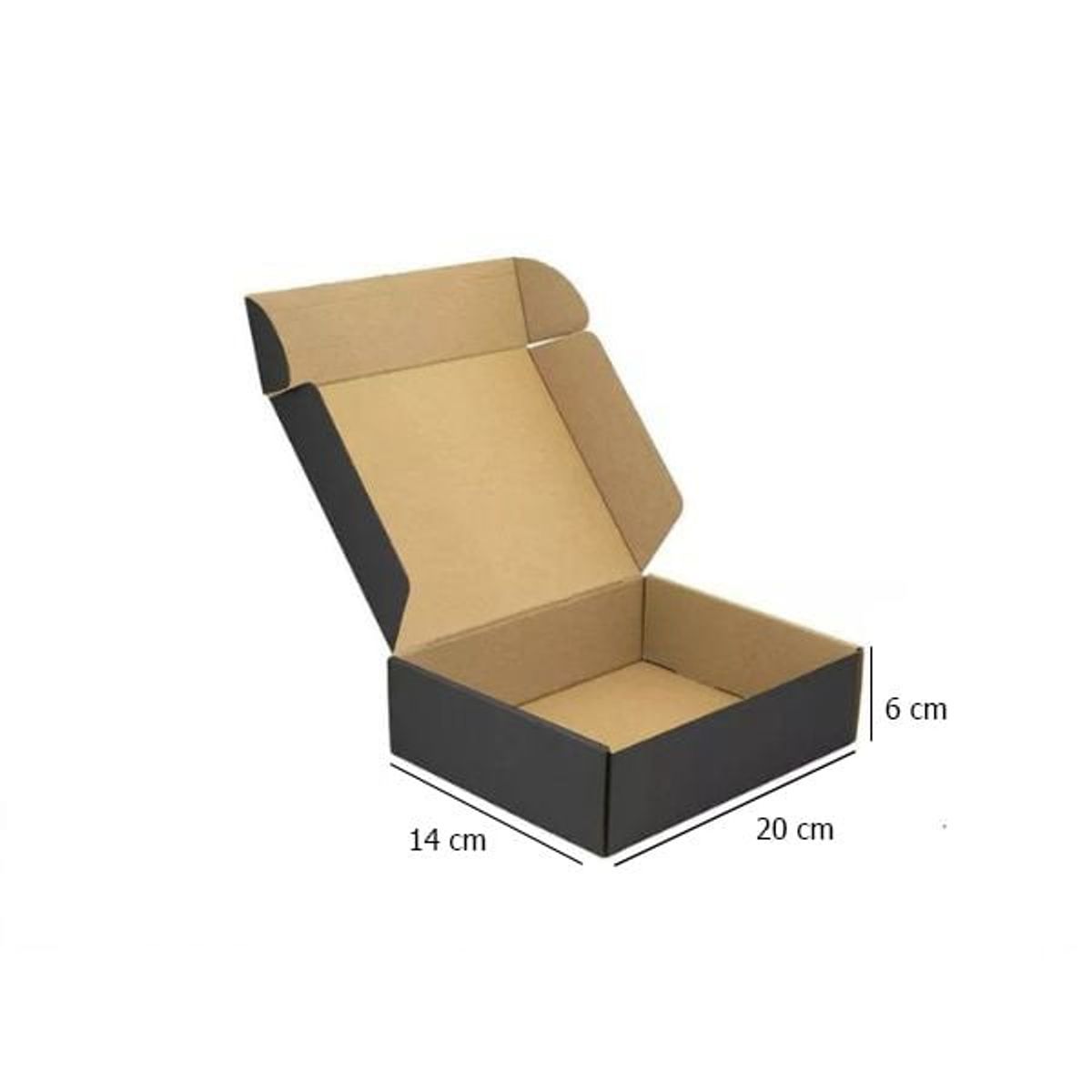 GENERICO - Caja Cartón Autoarmable Multiuso 20x14x6cm Negro 20 Unidades