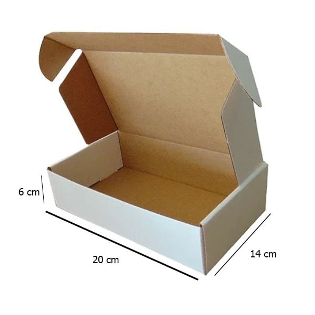 GENERICO - Caja Cartón Autoarmable Multiuso 20x14x6cm Blanco 20 Unidades