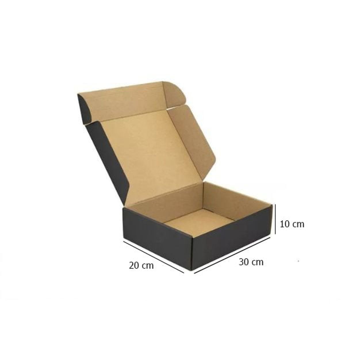GENERICO - Caja Cartón Autoarmable Multiuso 30x20x10 Negro 10 Unidades