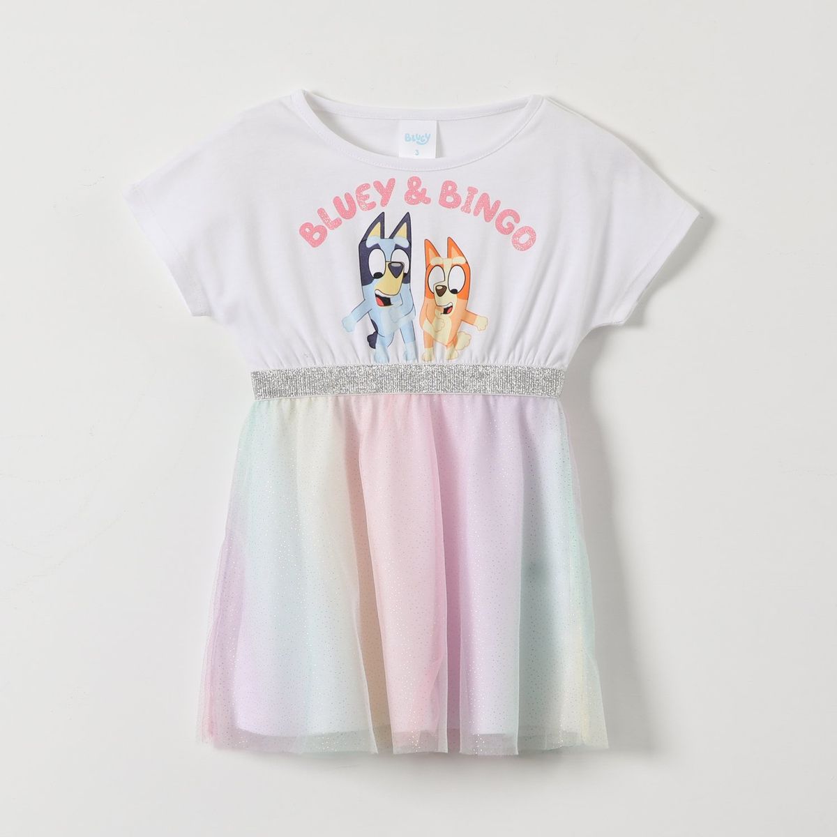 BLUEY - Vestido Niña Arcoiris Bluey Blanco