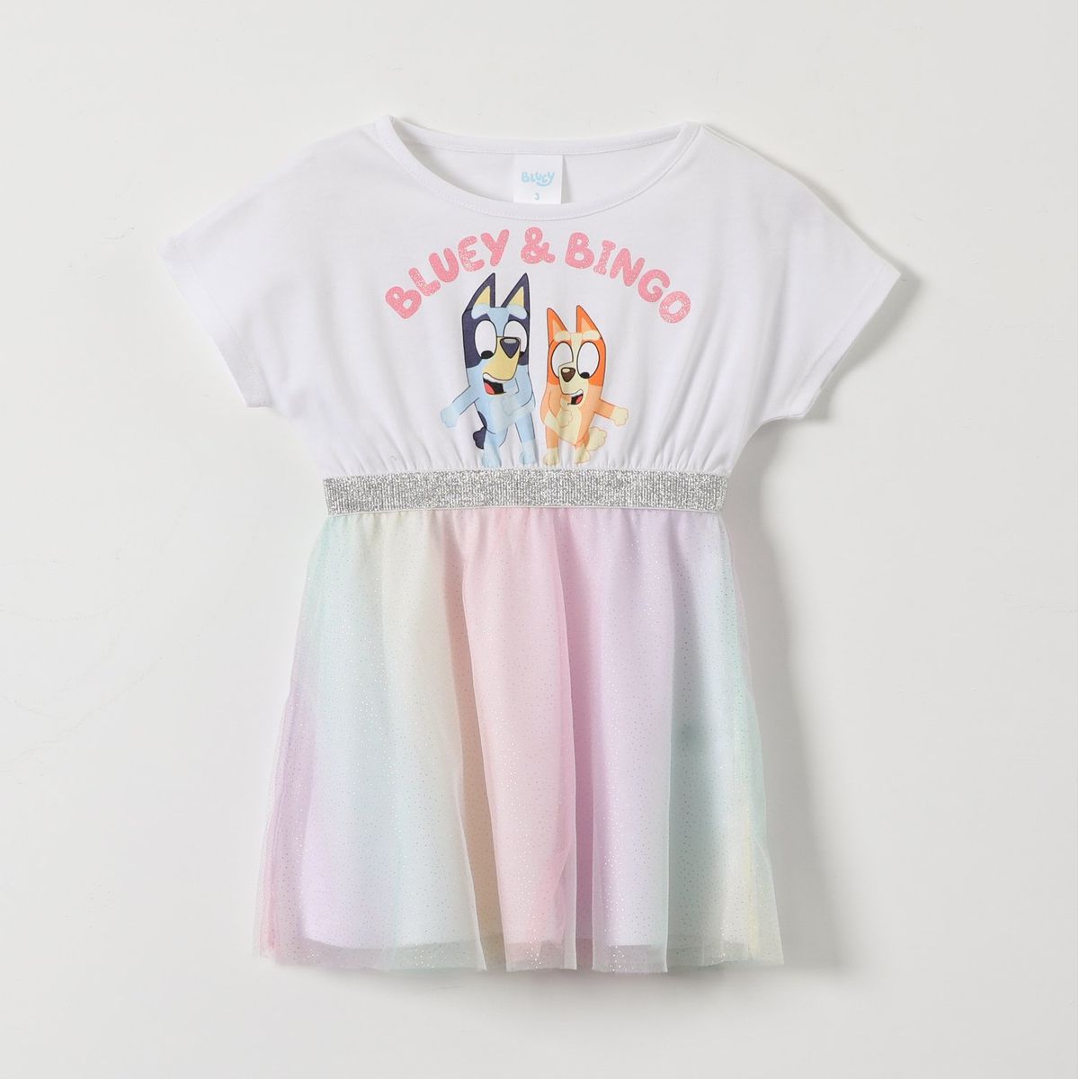 BLUEY - Vestido Niña Arcoiris Bluey Blanco