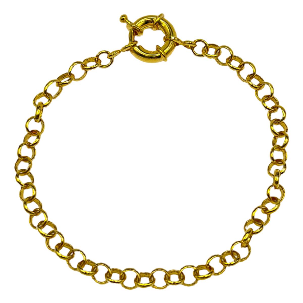 GENERICO - Pulsera Rolon Gruesa Broche Timon Enchapada Oro 24 Kl Regalo