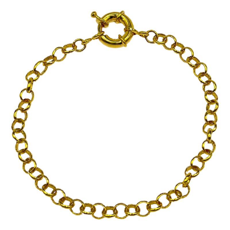 GENERICO - Pulsera Rolon Gruesa Broche Timon Enchapada Oro 24 Kl Regalo