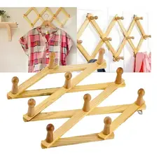 GENERICO - Perchero Madera 10 Ganchos Ajustable Pared