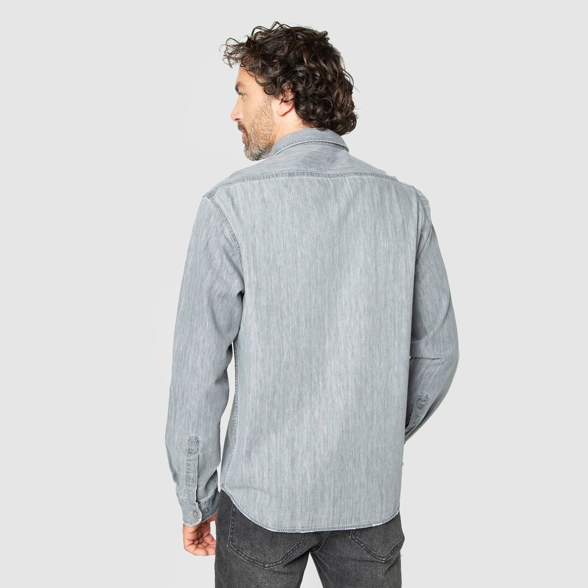 BLACK - Shirt Cotton Denim Light Grey Black Bubba