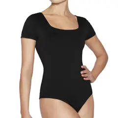 MONARCH - Body Manga Corta Escote Cuadrado Negro