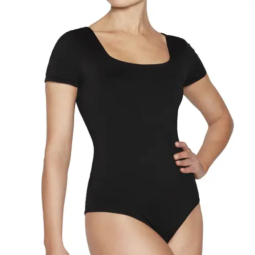 MONARCH - Body Manga Corta Escote Cuadrado Negro