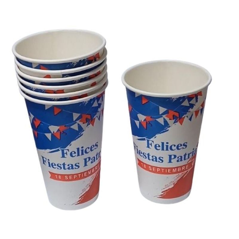 GENERICO - Vasos Desechable Polipapel Fiestas Patrias 16oz 50 Unidades