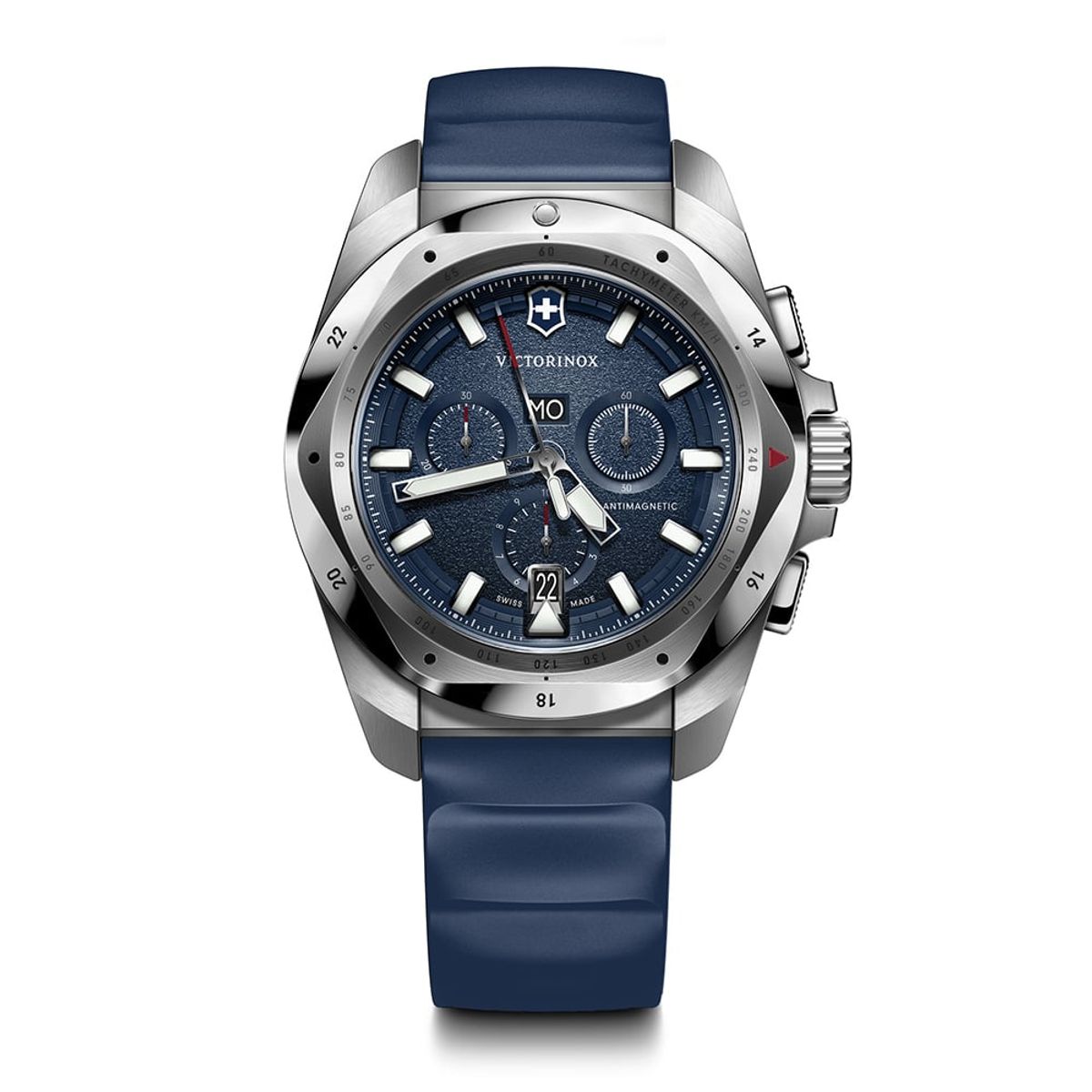 VICTORINOX - Reloj INOX Chrono 43 mm correa caucho dial azul Victorinox