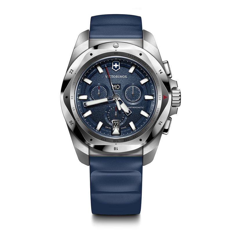 VICTORINOX - Reloj INOX Chrono 43 mm correa caucho dial azul Victorinox