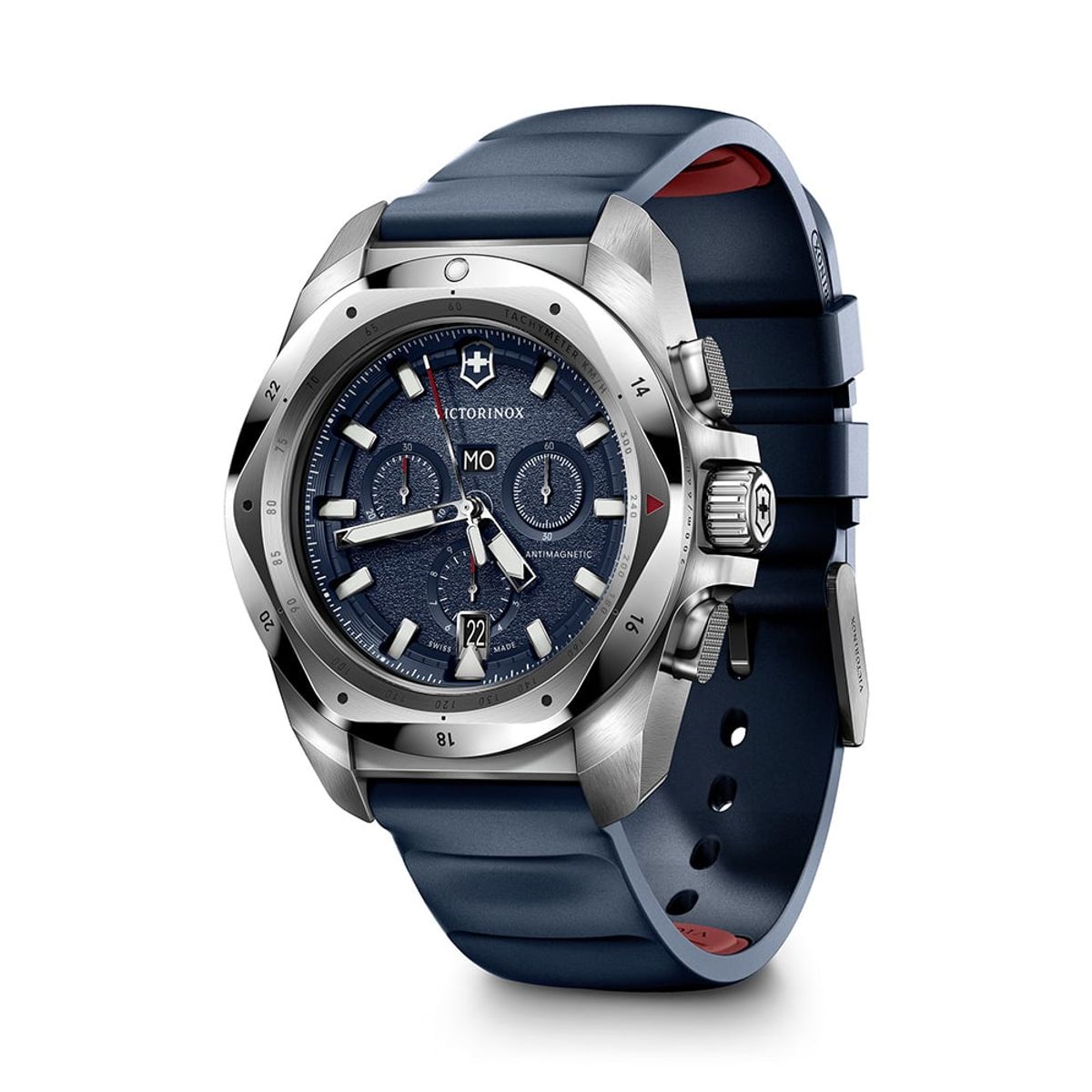 VICTORINOX - Reloj INOX Chrono 43 mm correa caucho dial azul Victorinox