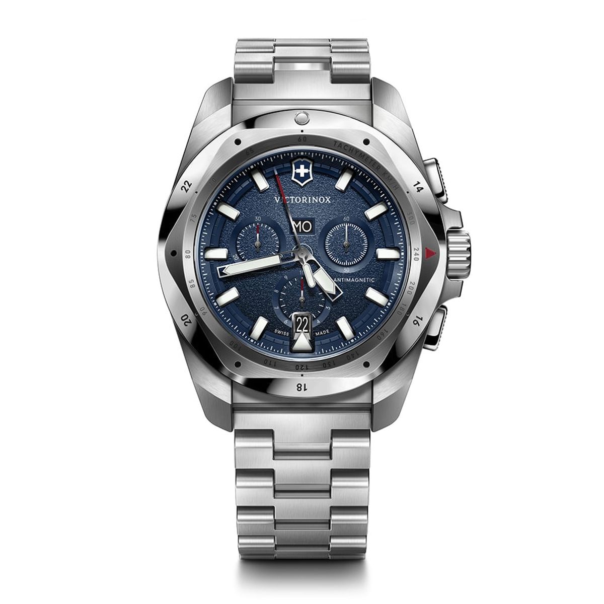 VICTORINOX - Reloj INOX Chrono 43 mm correa  acero dial azul Victorinox