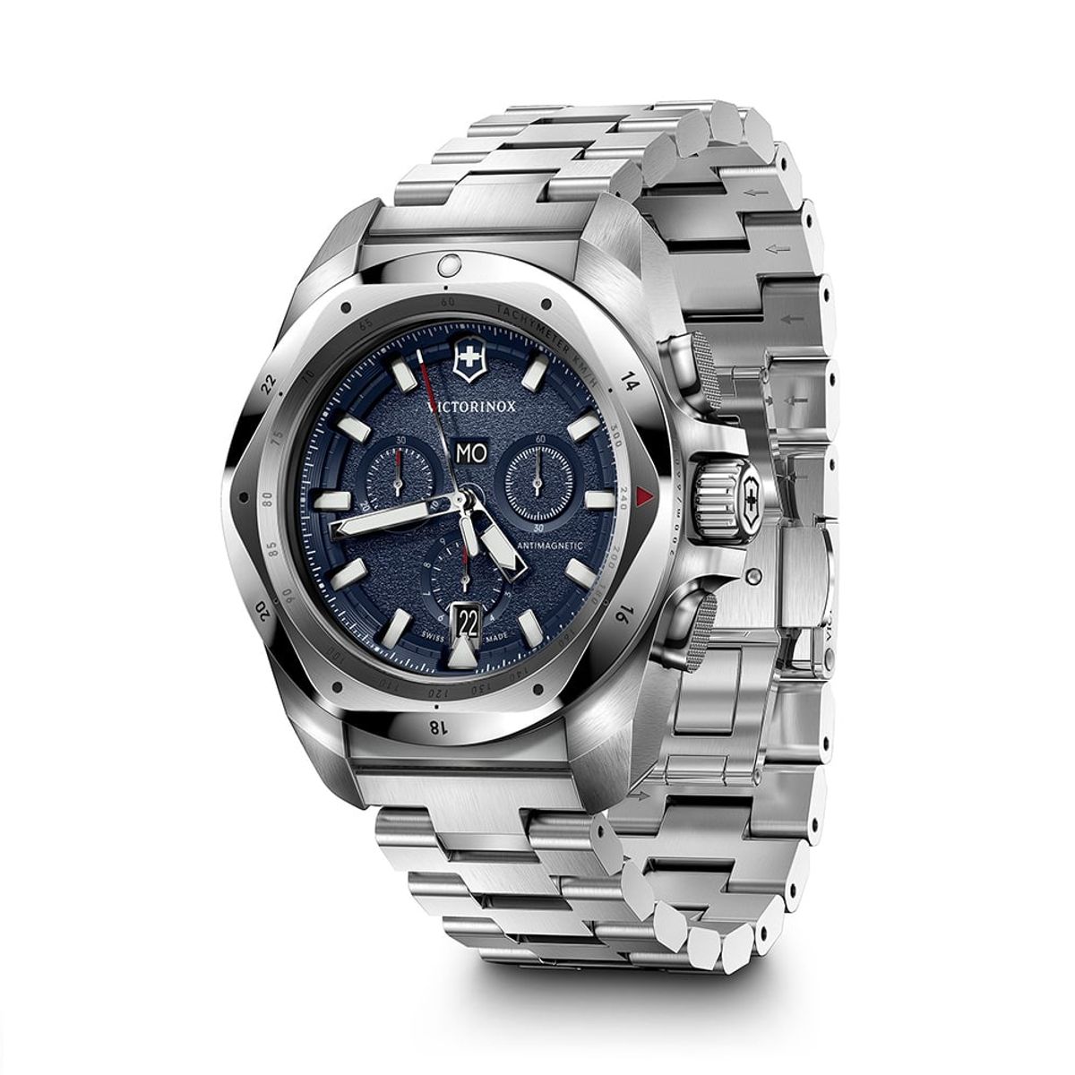 VICTORINOX - Reloj INOX Chrono 43 mm correa  acero dial azul Victorinox
