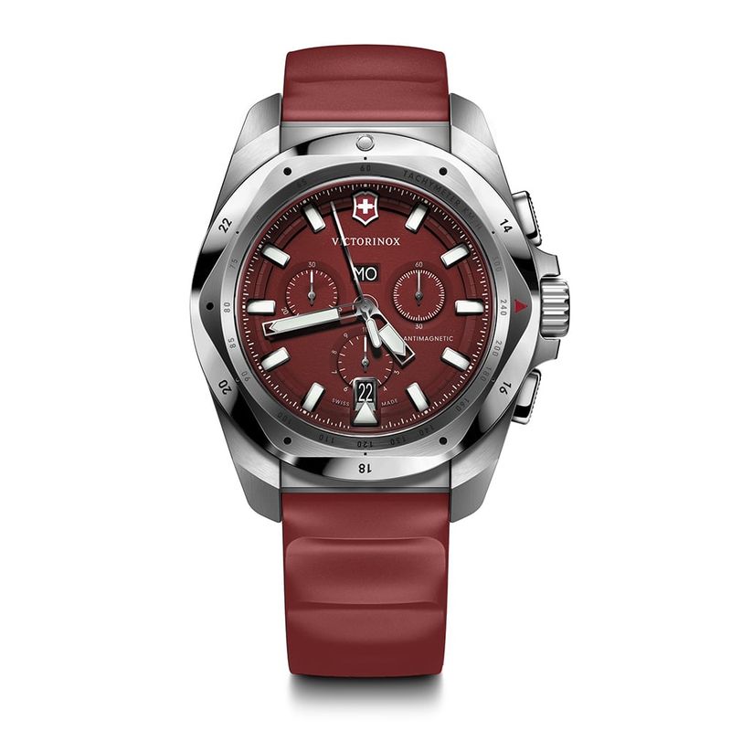 VICTORINOX - Reloj INOX Chrono 43 mm correa caucho dial rojo Victorinox