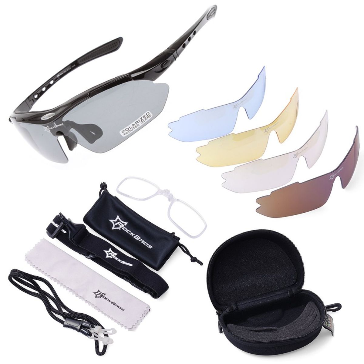ROCKBROS - Lentes rockbros polarizado ciclismo 5 micas 12 piezas uv400