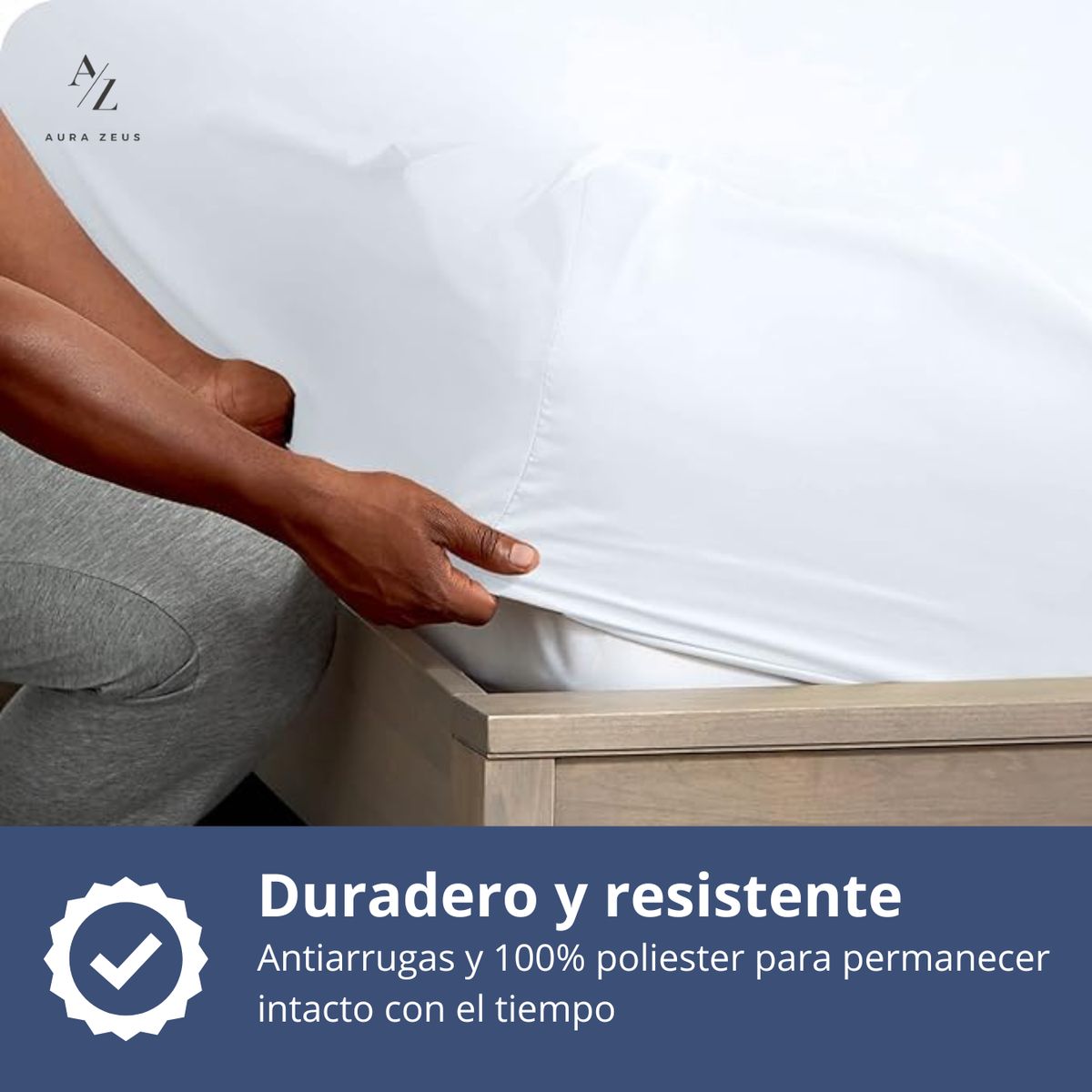 AZ AURAZEUS - Sabanas Bajera 2 Plazas Blanca Ultra Suave Hilos Aura Zeus
