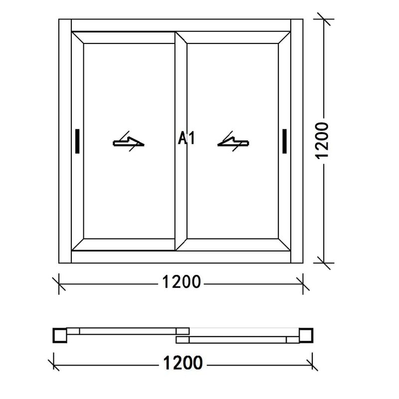 CASTLETEC - Ventana corredera termopanel aluminio RPT vidrio Templado 120x120cm