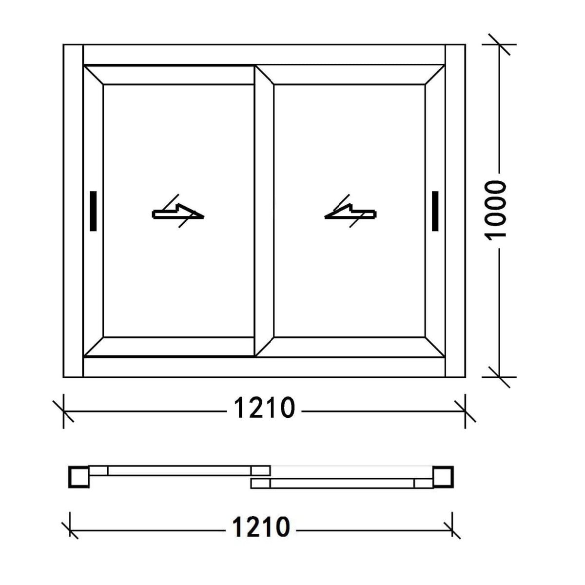 CASTLETEC - Ventana aluminio Termico RPT termopanel vidrio Templado 121x100cm