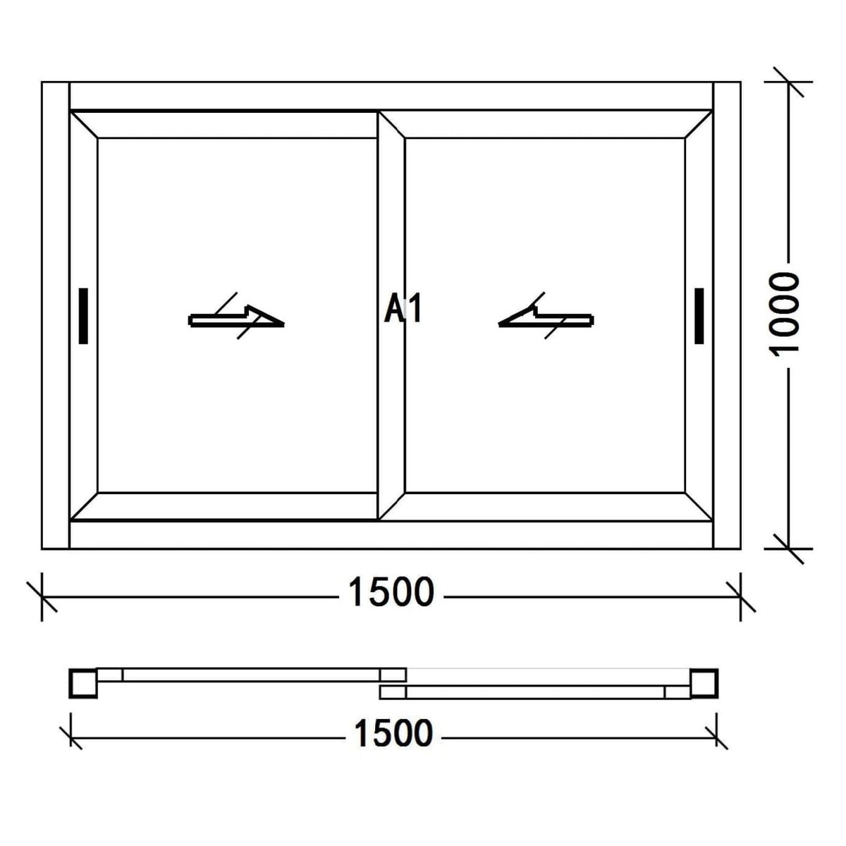 CASTLETEC - Ventana aluminio Termico RPT termopanel vidrio Templado 150x100cm