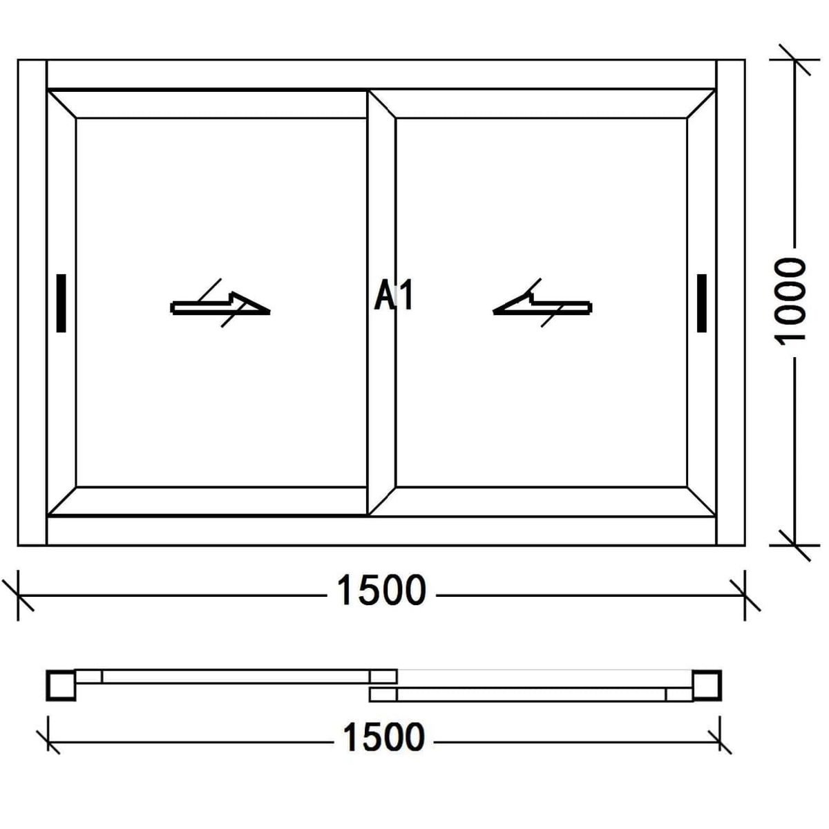 CASTLETEC - Ventana corredera termopanel aluminio RPT vidrio Templado 150x100cm