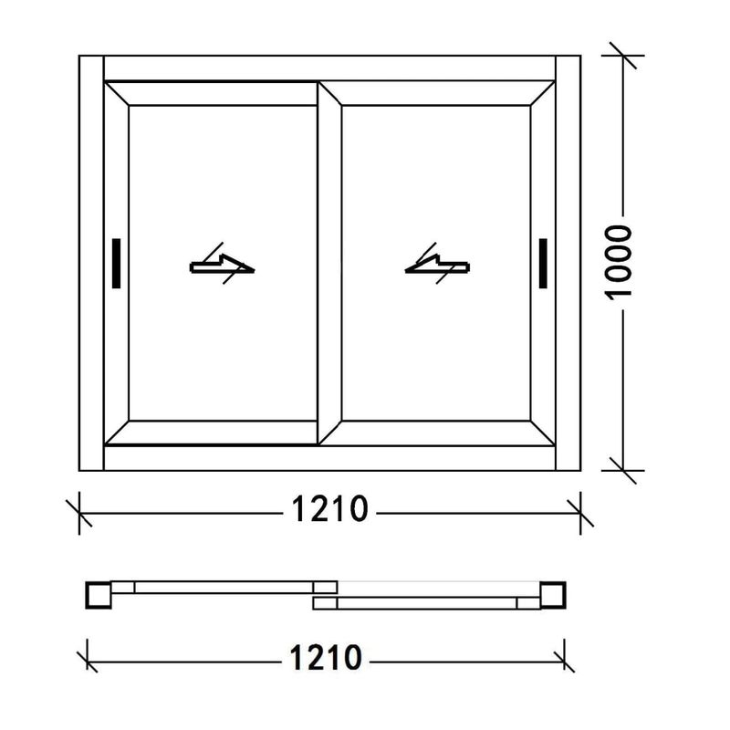 CASTLETEC - Ventana corredera termopanel aluminio RPT vidrio Templado 121x100cm