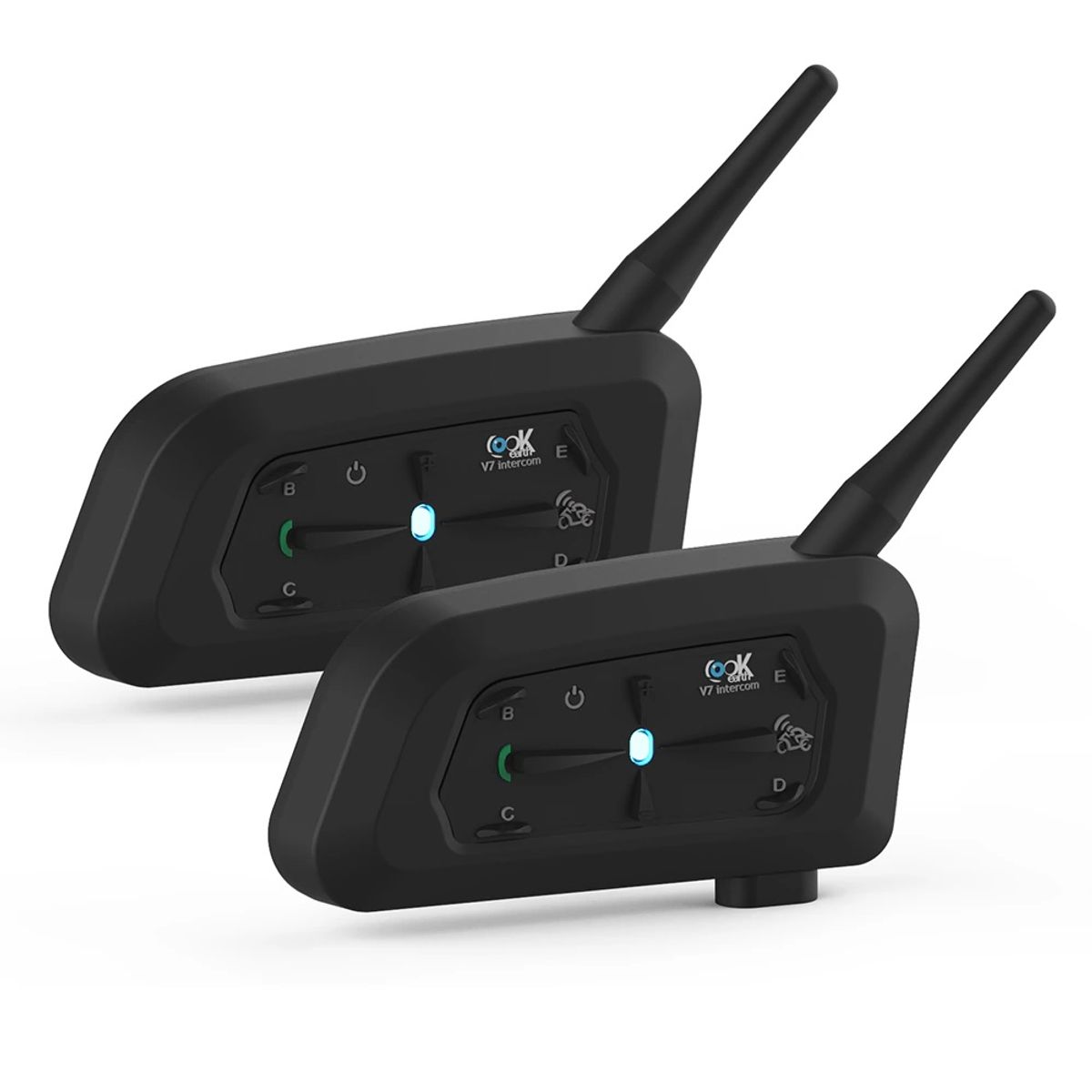 EJEAS - 2 x Manos libres Bluetooth Intercomunicador motociclismo Lookearth V7
