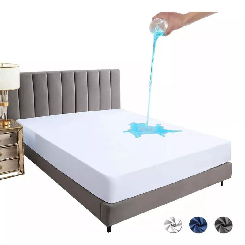 AZ AURAZEUS - Cubre Colchon Impermeable Protector King Blanco Premium Az