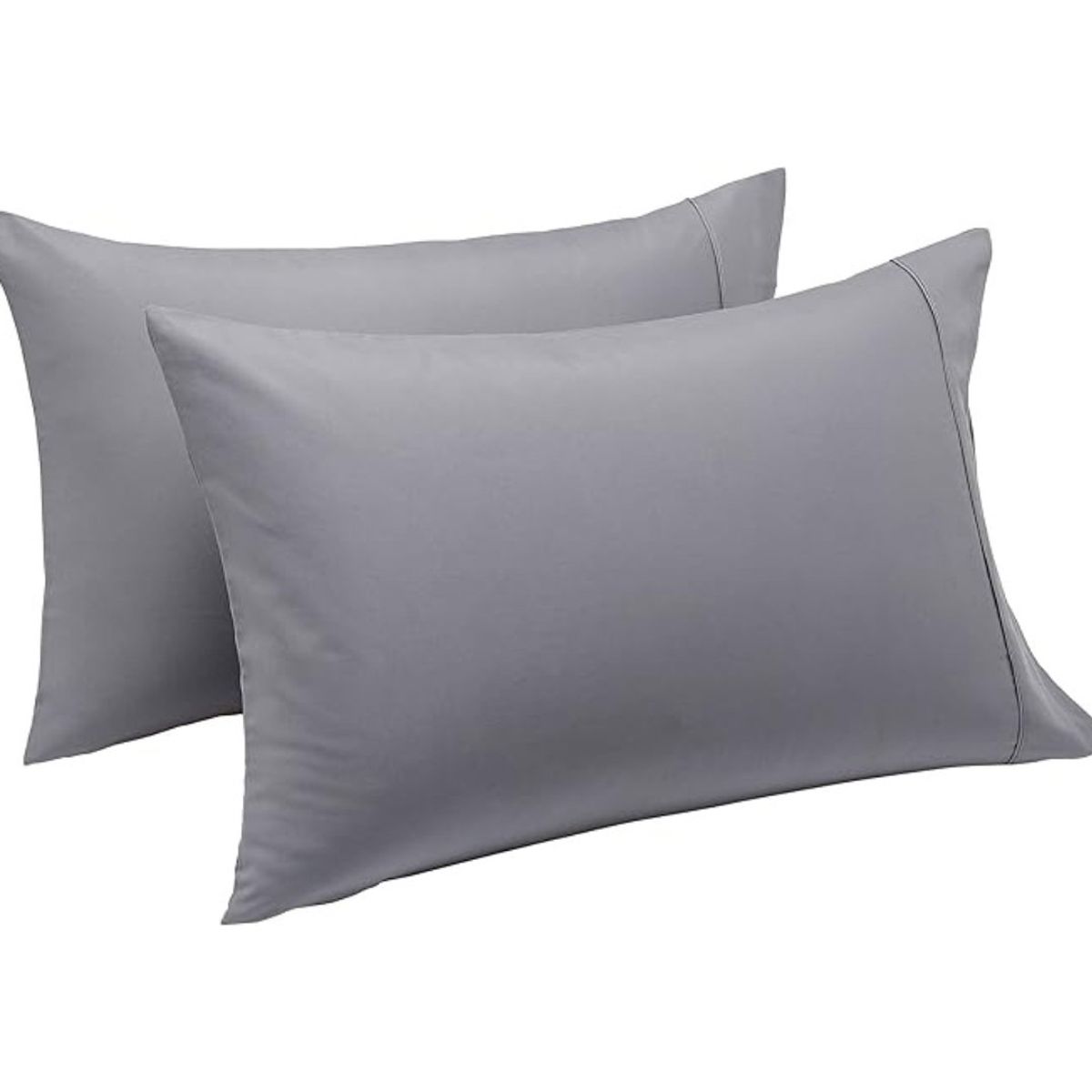 AZ AURAZEUS - Set 2 Fundas De Almohada 50x70 Gris Suave Hilos Aura Zeus