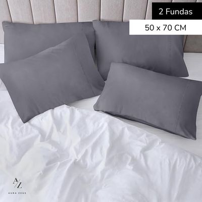 Imagen 2 del producto Set 2 Fundas De Almohada 50x70 Gris Suave Hilos Aura Zeus