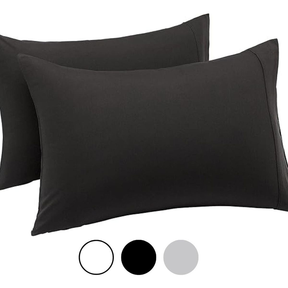AZ AURAZEUS - Set 2 Fundas De Almohada 50x70 Negra Suave Hilos Aura Zeus AZ
