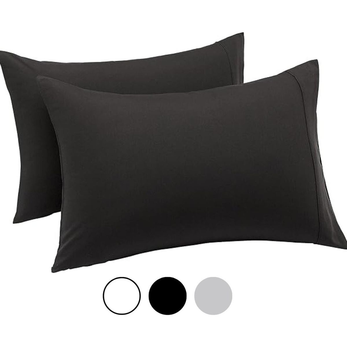 AZ AURAZEUS - Set 2 Fundas De Almohada 50x70 Negra Suave Hilos Aura Zeus AZ