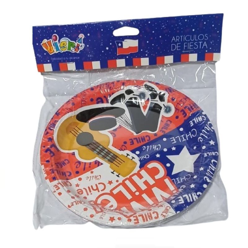 GENERICO - Platos Desechables Fiestas Patrias Chile 10 Unidades