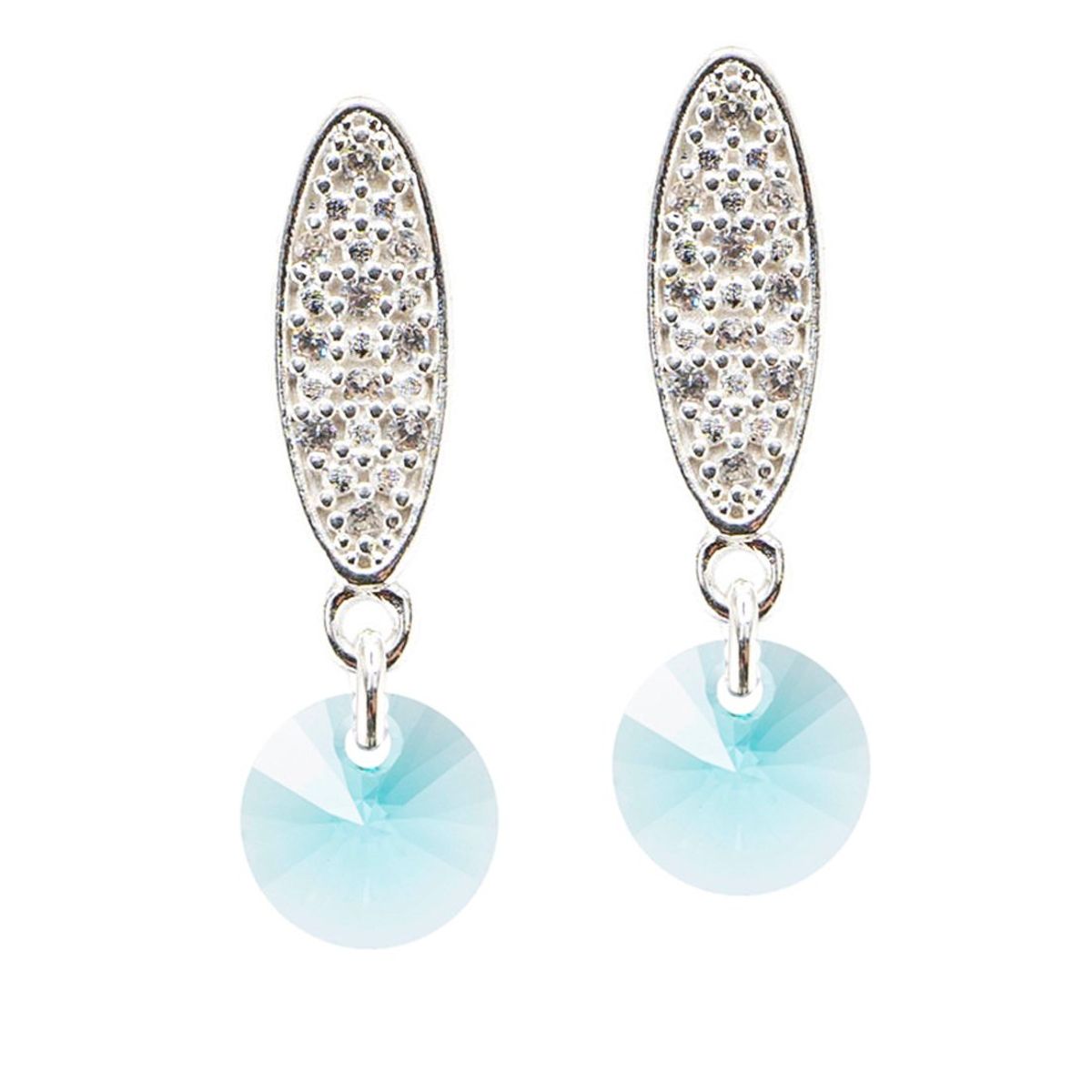 JOYAS MONTERO - Aros Punto De Luz Baño Oro creado con cristales de Swarovski® Genuino Turquesa