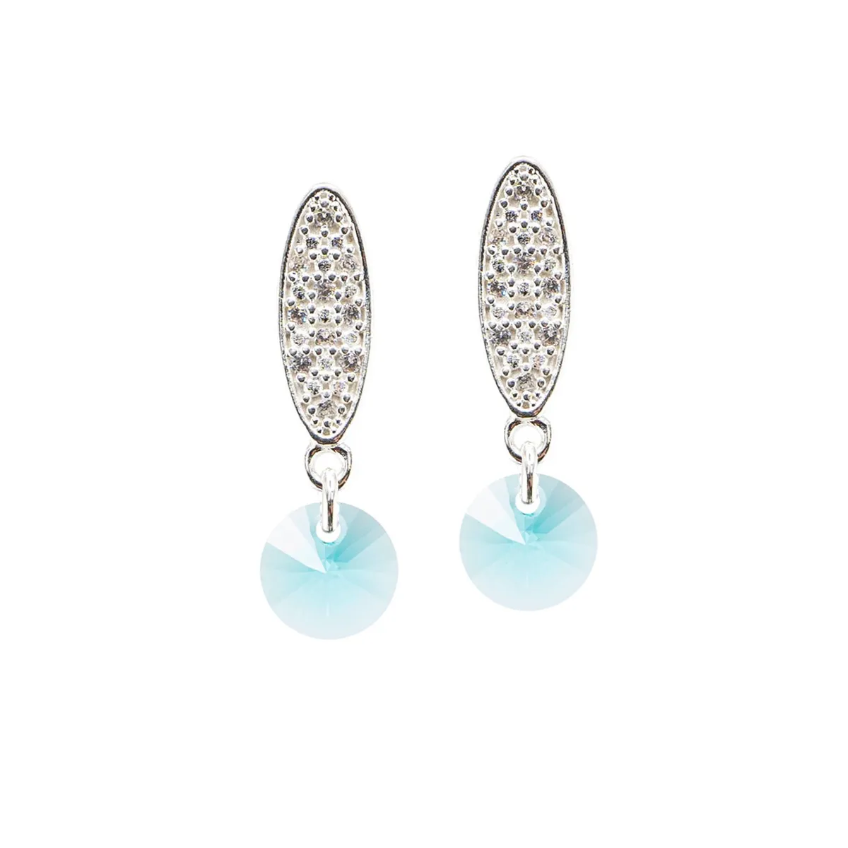 JOYAS MONTERO - Aros Punto De Luz Baño Oro creado con cristales de Swarovski® Genuino Turquesa