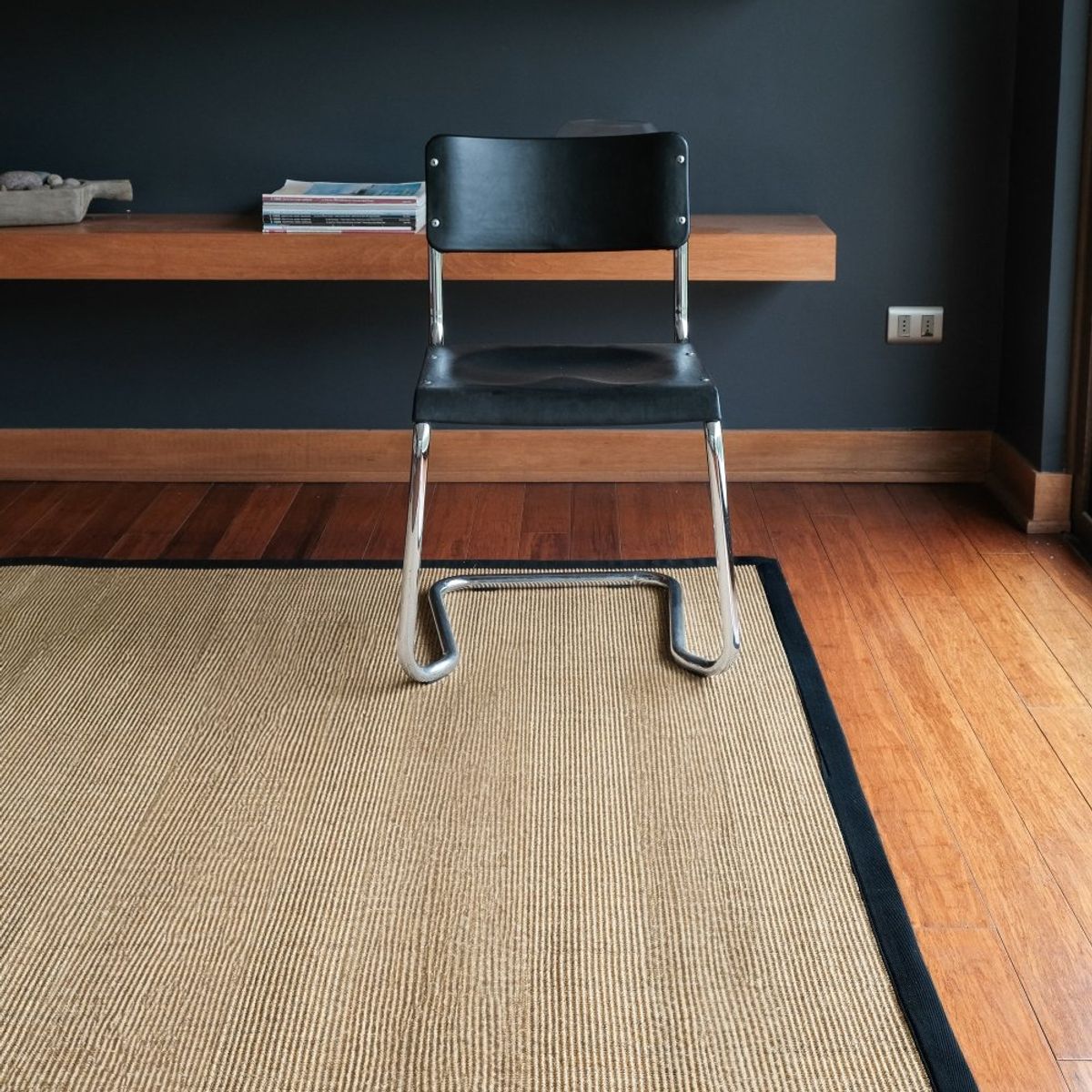 GENERICO - Alfombra Sisal Natural Borde Negro 200x300 cm BD485