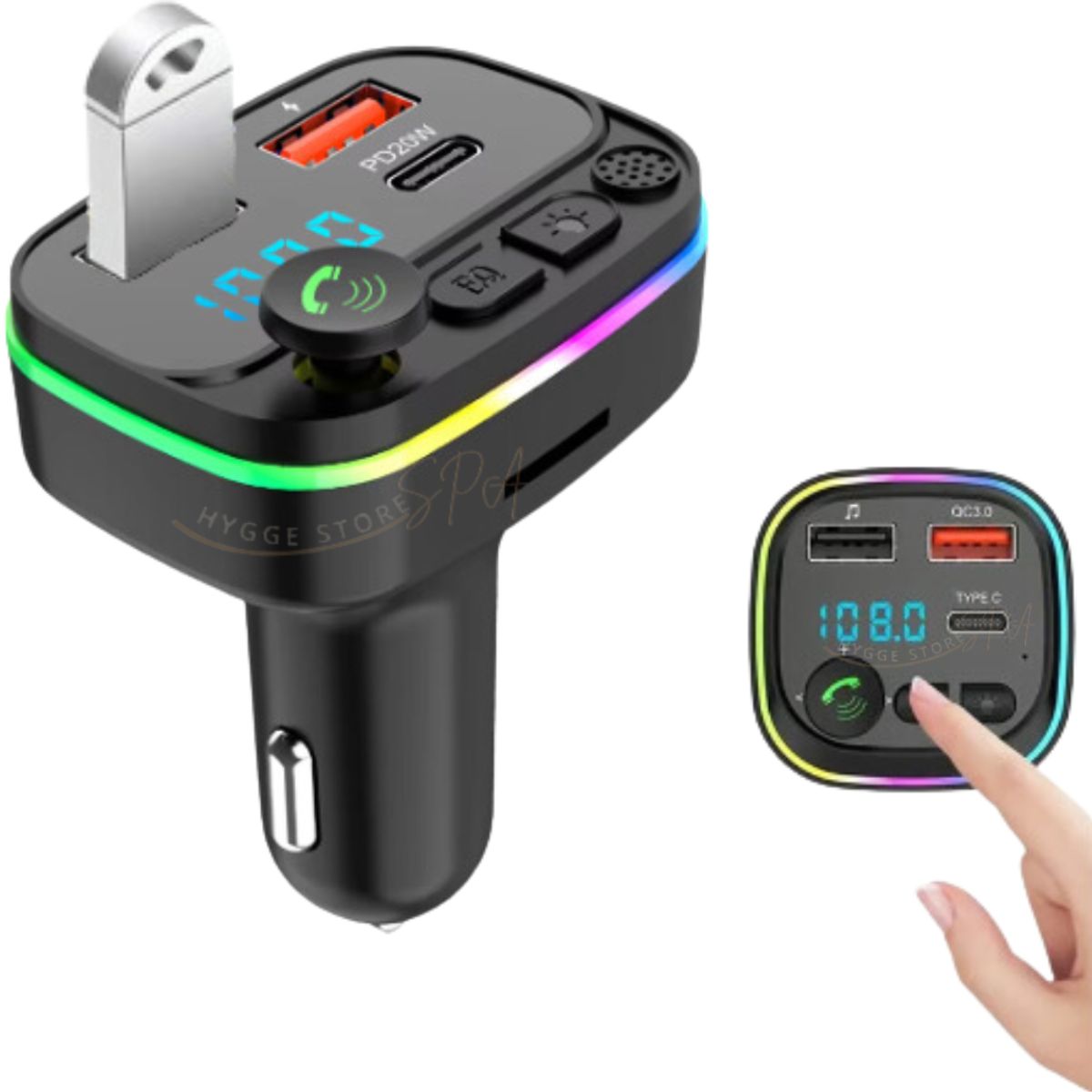 GENERICO - Transmisor FM Bluetooth y USB Manos Libres Para Autos