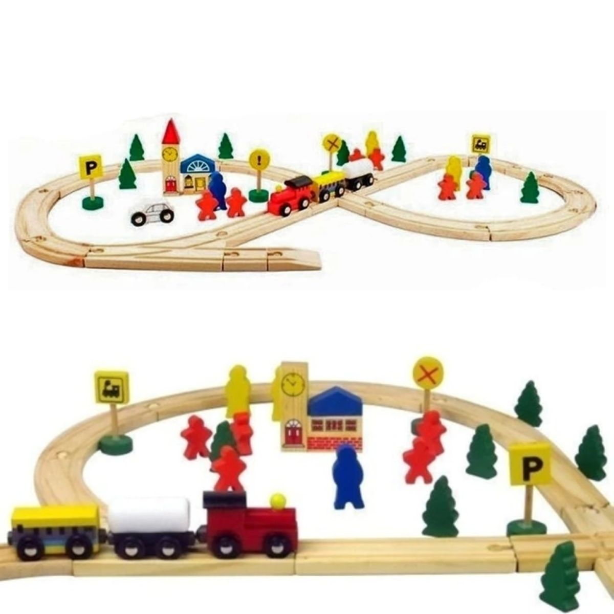 GENERICO - Pista de Trenes de Madera 48 piezas