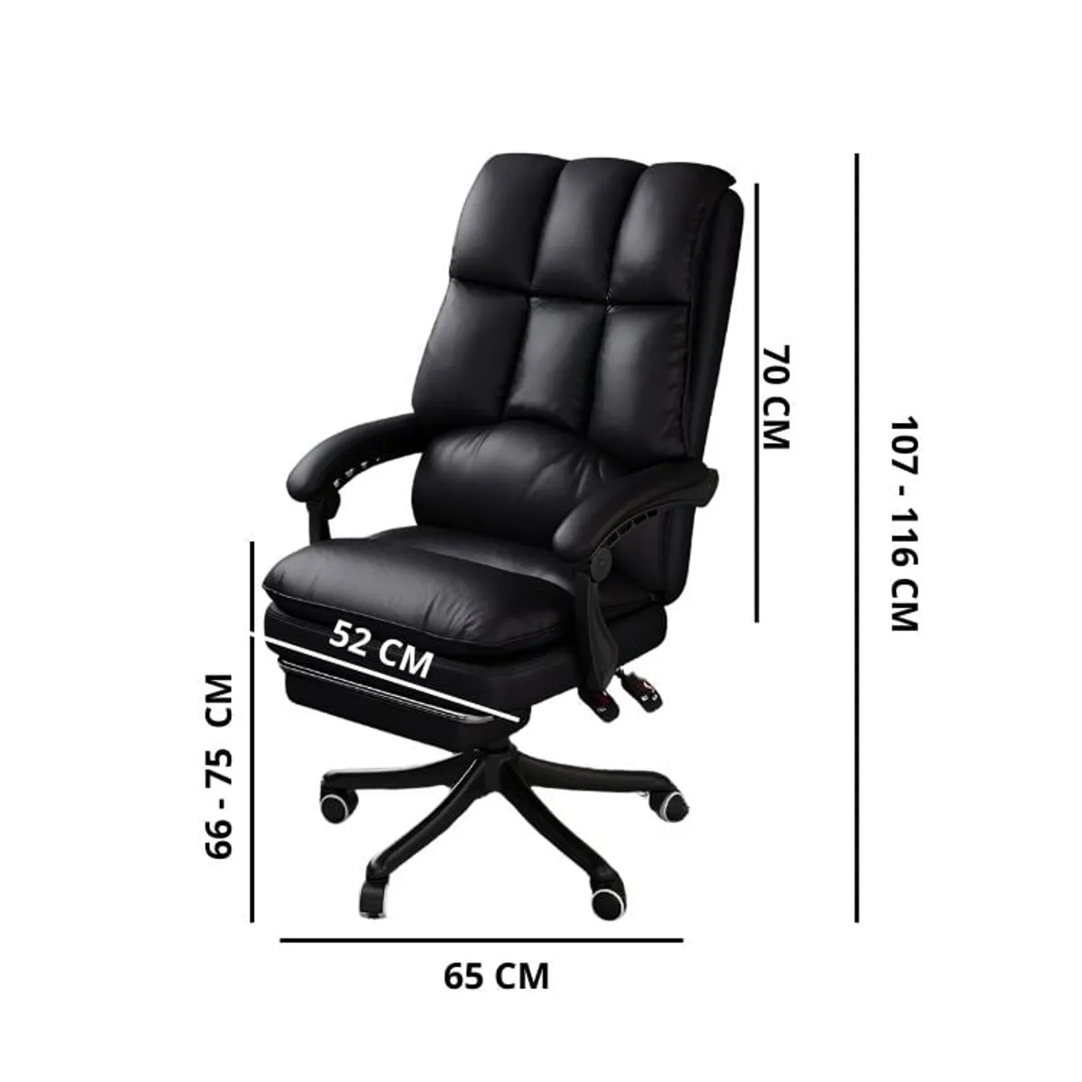 CRUSEC - Silla De Escritorio YT-211 Giratoria Acolchada Oficina Ejecutiva - Negro