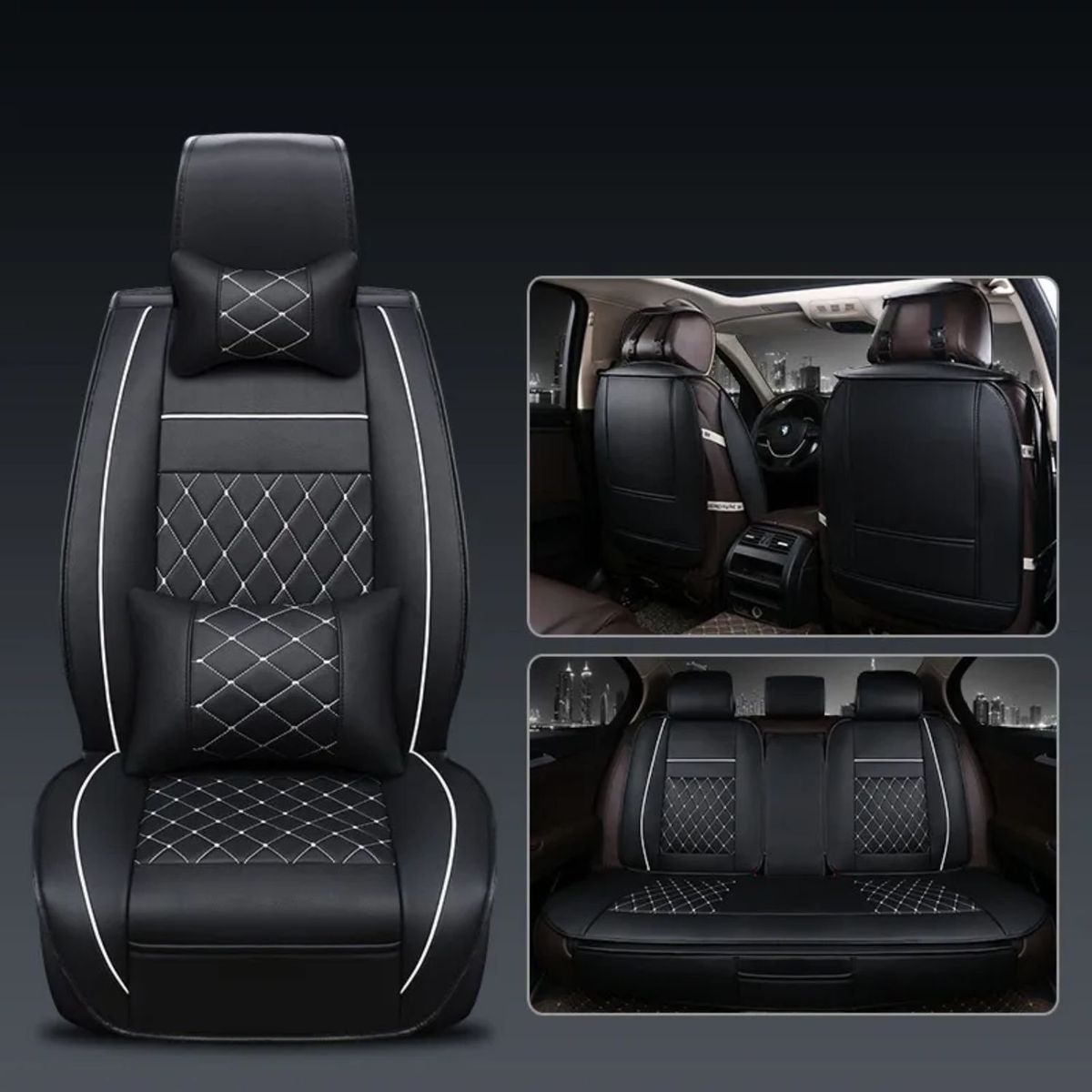 IMPORTCLICK - Set 5 Funda Cubre Asiento Auto Luxury Con Almohadilla