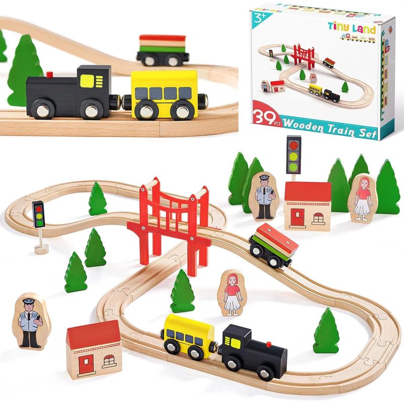 JUGUETERIA ESTELAR - Pista Tren de Madera 39 piezas