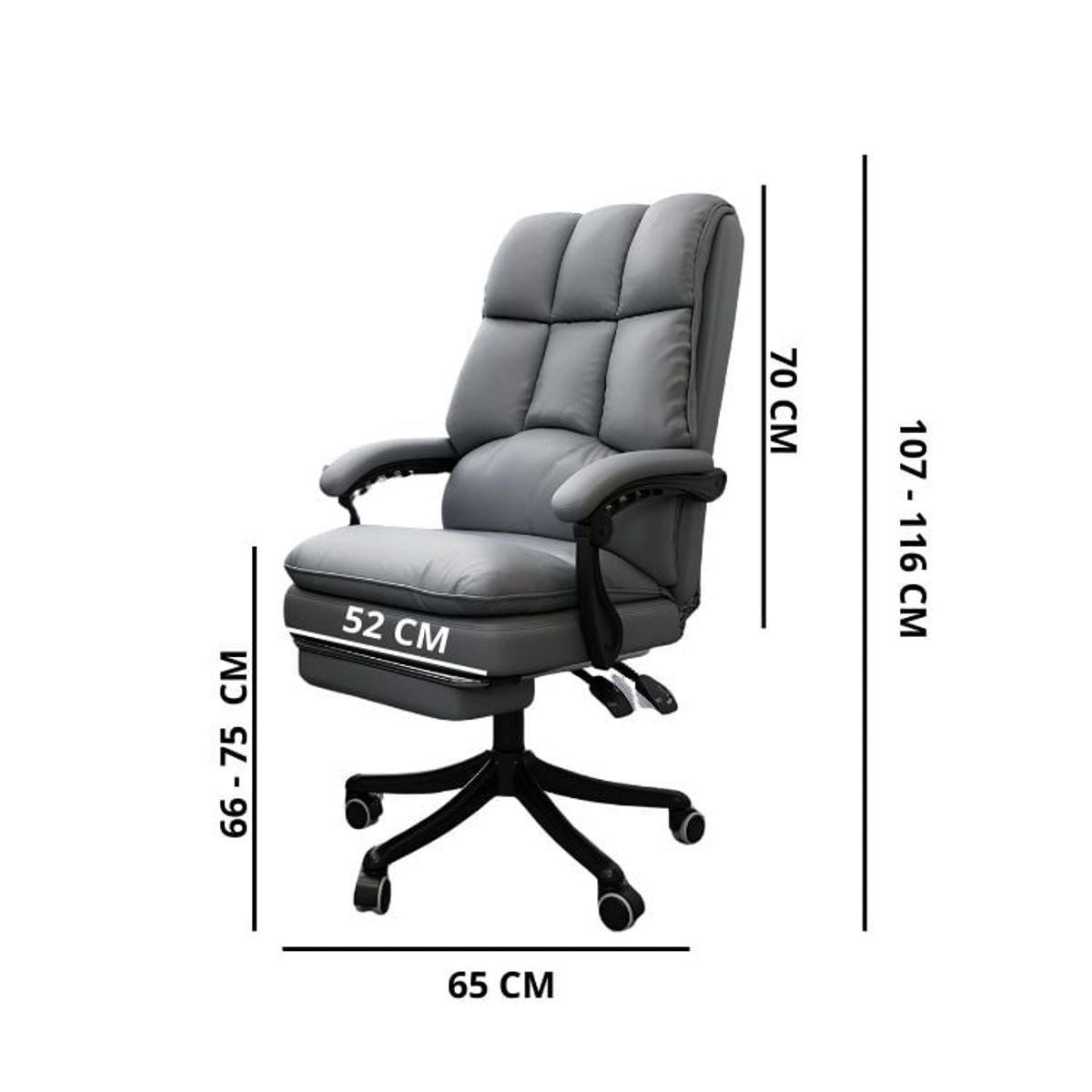 CRUSEC - Silla De Escritorio YT-211 Giratoria Acolchada Oficina Ejecutiva - Gris