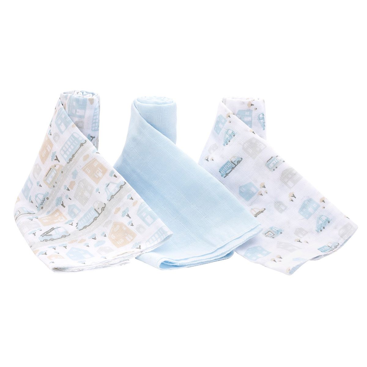 BAMBINO - Set 3 Pañales Tutos para bebé Celeste Transportes