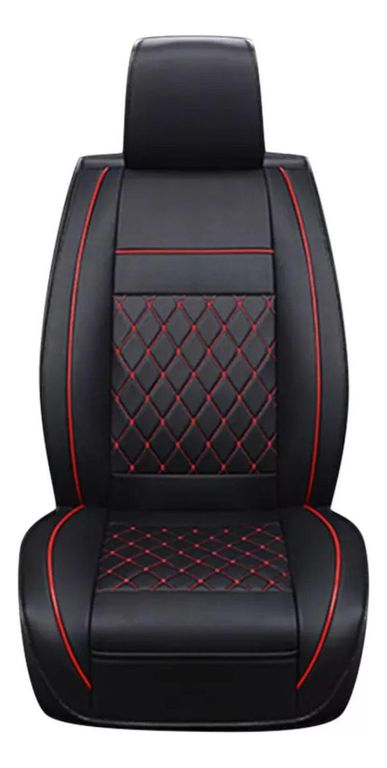 Funda Asiento Auto Premium Eco Cuero Lisboa Negro y Rojo