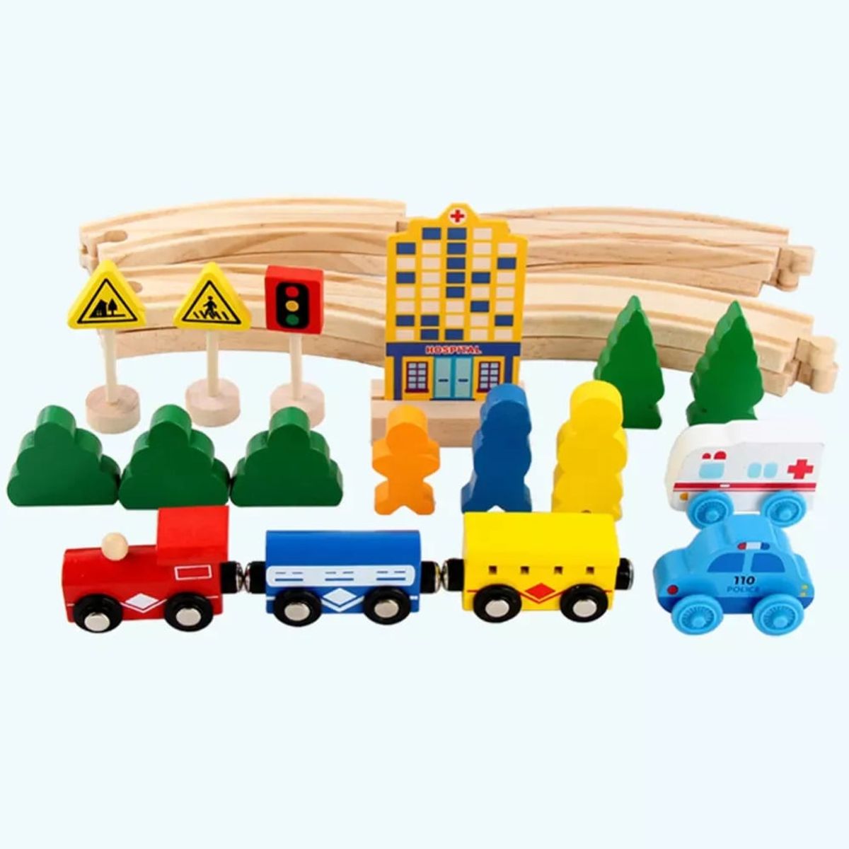 JUGUETERIA ESTELAR - Pista Tren Madera 25 piezas