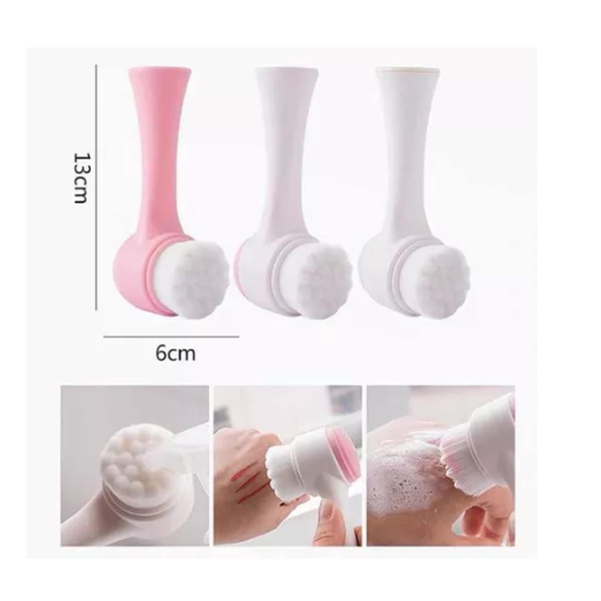 GENERICO - 8 Cepillo Manual De Limpieza Facial Doble Cara Exfoliador