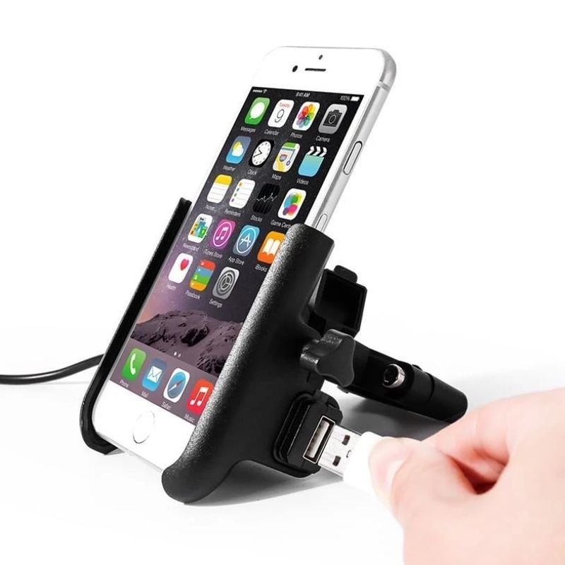 MOTOWOLF - Soporte de Aluminio para celular + cargador USB Motowolf 2809