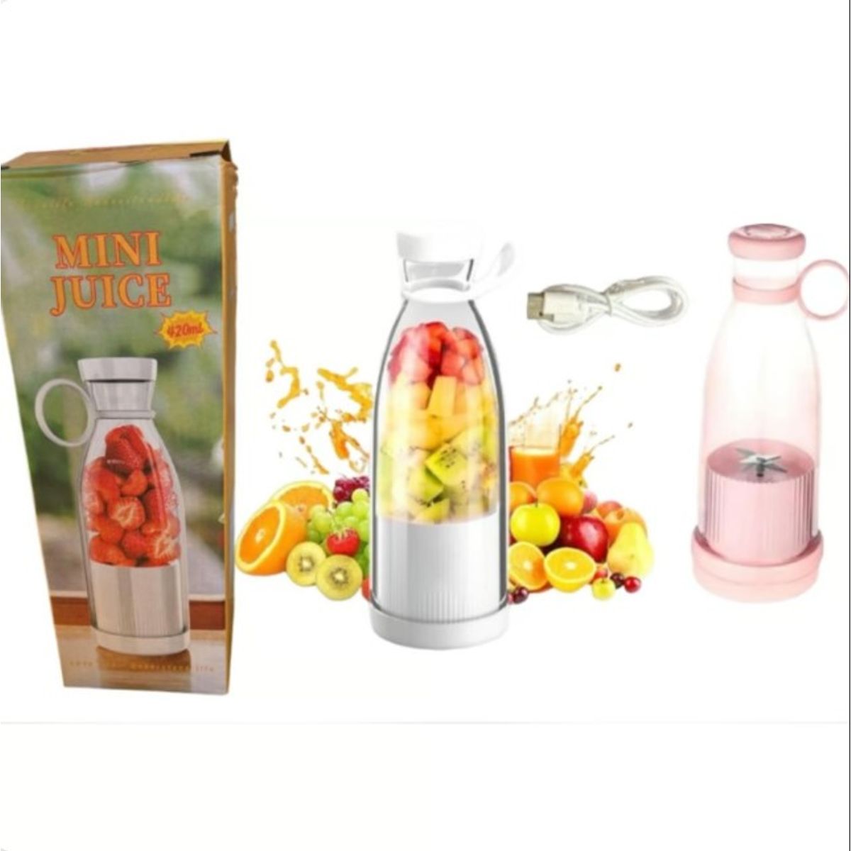 GENERICO - Licuadora Portátil USB 420 Ml Rosado