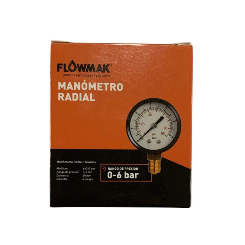 FLOWMAK - Manometro Radial 0-6 Bar 50mm