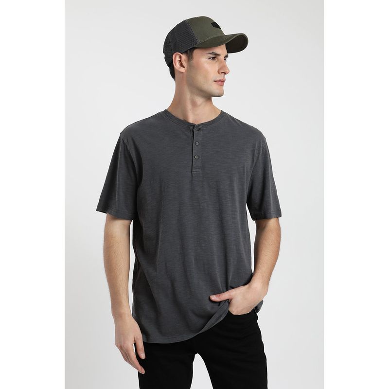 FROENS - Polera manga corta hombre Mao grafito - Algodón orgánico slub